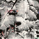 李绪洪 大漠边陲——山西速记之1纸本彩墨45×143cm2012年