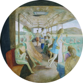 檀梓栋 《公共汽车幻境》90×90cm 1999年 油画
