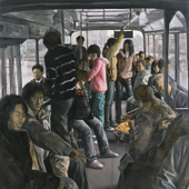 檀梓栋 《公共汽车之八》176×140cm 2005年 油画