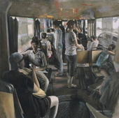 檀梓栋 《公共汽车之五》100×100cm 2005年 油画