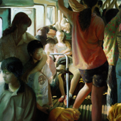 檀梓栋 《公共汽车之午睡》176×135cm 1998年 油画