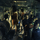 檀梓栋 《公共汽车之夜》150×130cm 2001年 油画