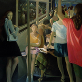 檀梓栋 《公共汽车之夜车》180×146cm 1998年 油画