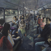 檀梓栋 《夜车之静谧》190x220cm 2006年 油画