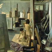 檀梓栋 《画室女双人体》100×80cm 1998年 油画