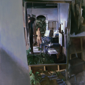 檀梓栋 《画室之镜之女人体》200×160cm 2007年 油画