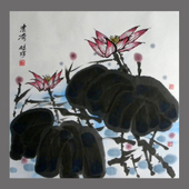 唐明珍 021中国画 《清荷》 68x68cm