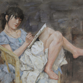 石晓伟 《画画的女孩》81x65cm2012年8月