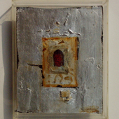 翁纪军 银色的头像系列 木板、箔、电子元件、大漆 25x18cm 2009年  (9)