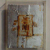 翁纪军 银色的头像系列 木板、箔、电子元件、大漆  25x18cm 2009年  (5)