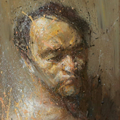 郑炜 半裸男子肖像,25x40cm，2014