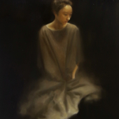 郑炜 灰袍女子1，100x60cm，,2015