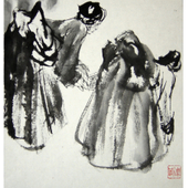 周刚 西藏风情 Le vent du Tibet XIII 1981-1982 Encre sur papier 35 x 27cm