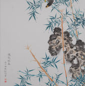 赵余钊 《文禽图》，纸本68×136cm，2013年