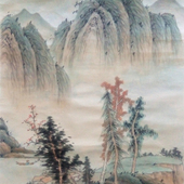 孙鹏 湖山清晓、纸本、尺寸74x46