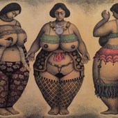 谢军 《三个胖女》（钢笔画 1996年）