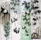 熊猫四条屏