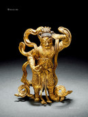 中国17世纪 铜鎏金护法神立像