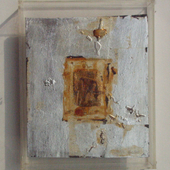 翁纪军 银色的头像系列 木板、箔、电子元件、大漆 25x18cm 2009年  (4)