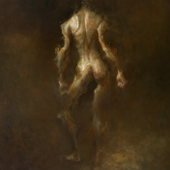 郑炜 裸体背部站姿自画像,80x100cm，2015