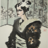 周刚 4 和服 (私人藏 ) Kimono 1987 Encre sur papier 45 X 34