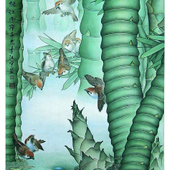 谭江宁 《春风又绿江南岸》96X138cm  宣纸、中国画颜料  1991年